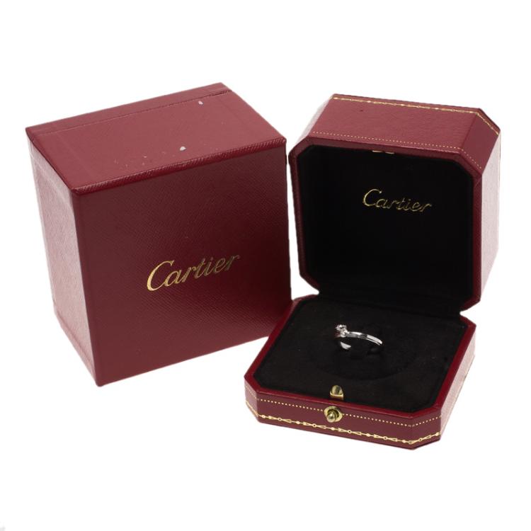 Pre Owned Cartier Diamants Légers De Cartier Diamond & White Gold Ring Size 52