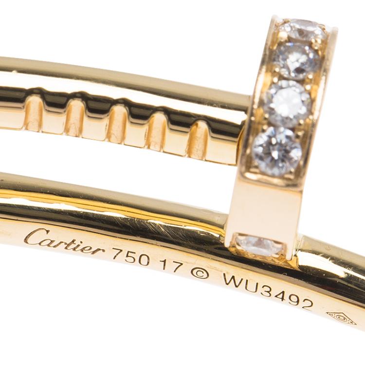 Pre Owned Cartier Juste Un Clou Diamonds & Rose Gold Bracelet 17cm