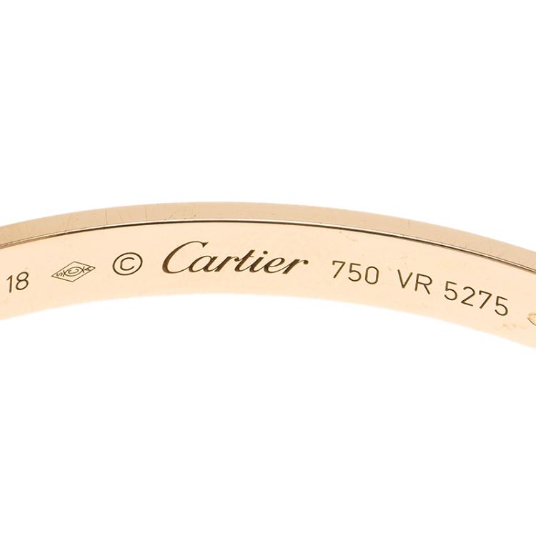 Pre Owned Cartier Love Open Cuff Rose Gold Bracelet 18cm
