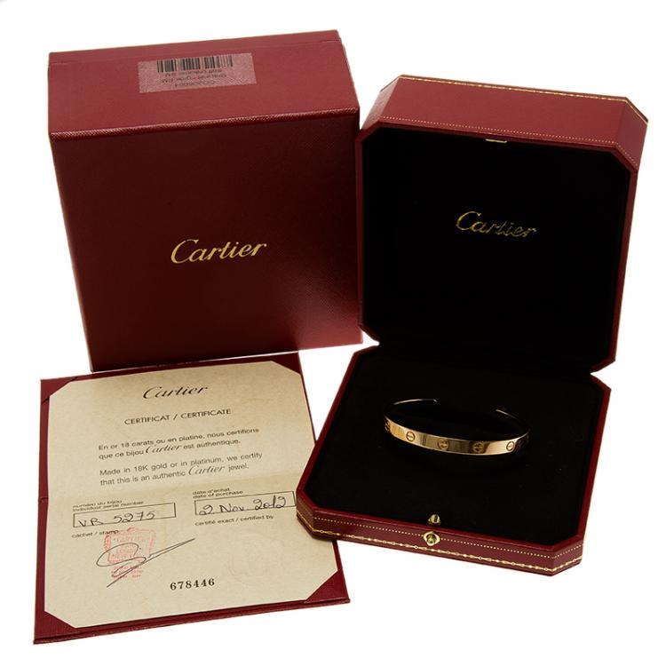 Pre Owned Cartier Love Open Cuff Rose Gold Bracelet 18cm