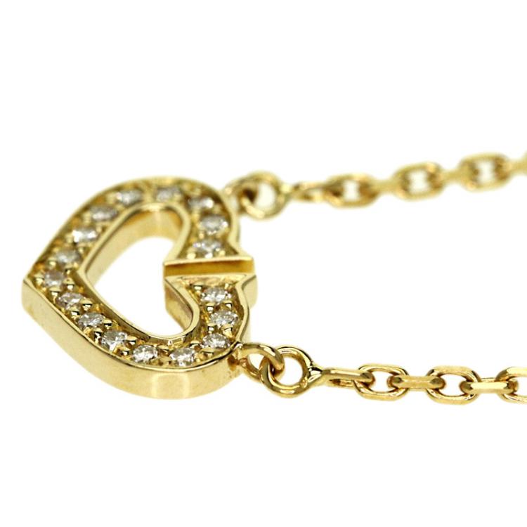 Pre Owned Cartier C de Cartier Diamond Pave Yellow Gold Necklace