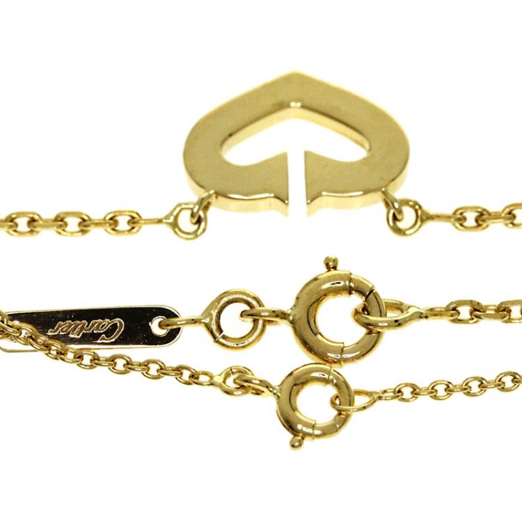 Pre Owned Cartier C de Cartier Diamond Pave Yellow Gold Necklace