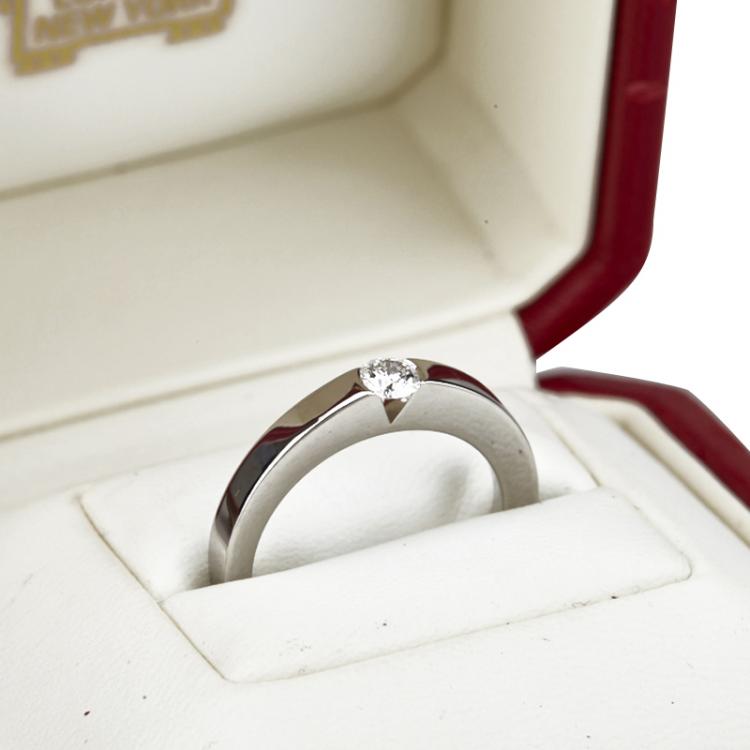 مملوكة مسبقًا Cartier Solitaire Diamond 0.21 ct  White Gold Ring Size 54