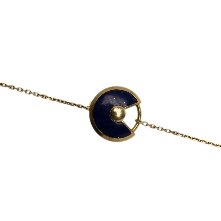 Pre Owned Cartier Amulette de Cartier Diamond & Lapis Lazuli Yellow Gold Bracelet