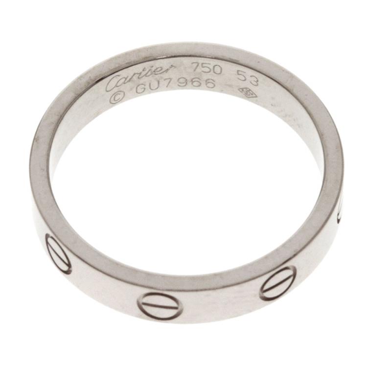 Pre Owned Cartier Love White Gold Wedding Band Ring Size 53