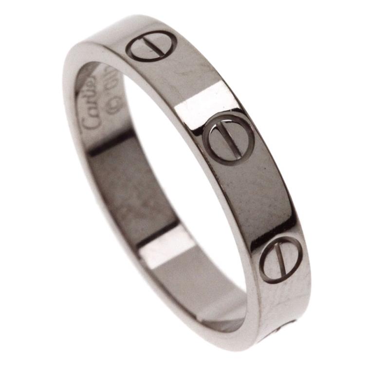 Pre Owned Cartier Love White Gold Wedding Band Ring Size 53