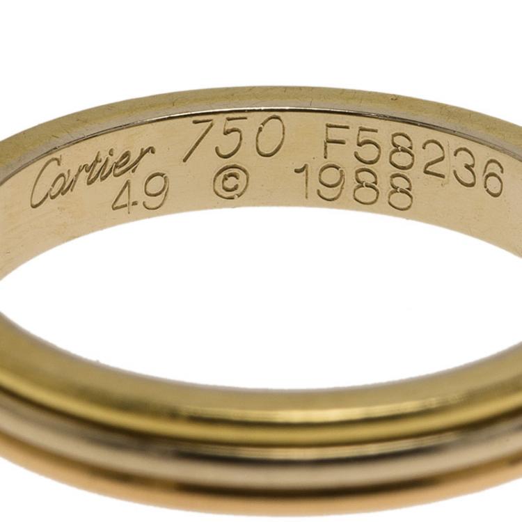 Pre Owned Cartier Trinity Tri-Tone 18K Gold Wedding Band Ring Size 49
