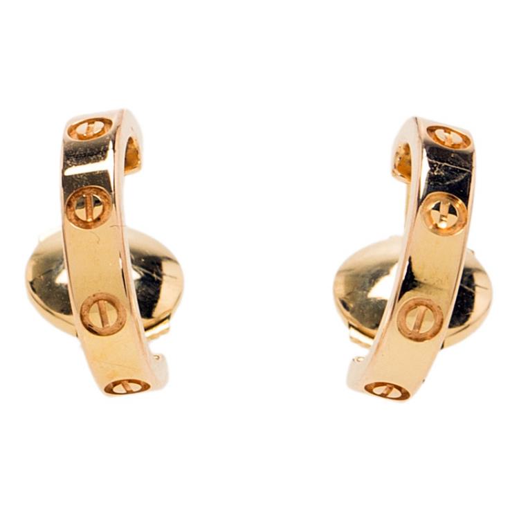 Pre Owned Cartier Love Rose Gold Small Open Hoop Earrings