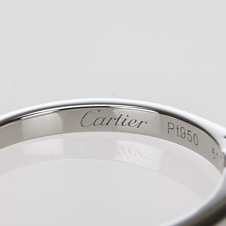 Pre Owned Cartier 1895 Solitaire Diamond Platinum Engagement Ring Size 51