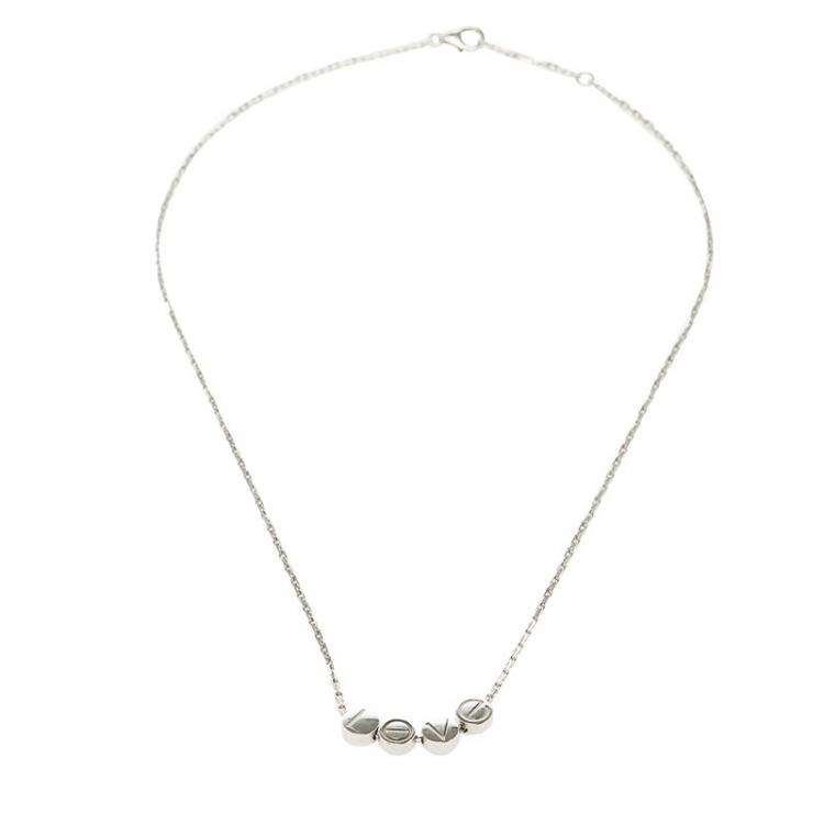 Pre Owned Cartier Love Slide Charms Box Link 18k White Gold Chain Necklace