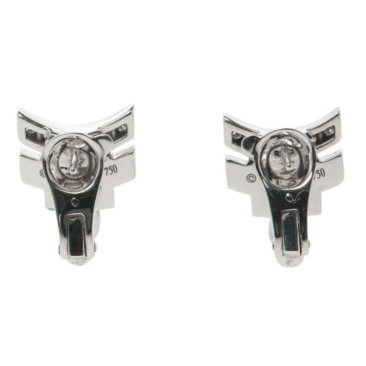 Pre Owned Cartier Le Baiser du Dragon Ruby Diamond & Lacquer White Gold Stud Earrings