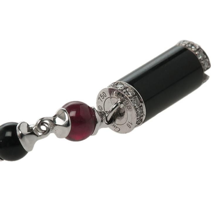 Pre Owned Cartier Le Baiser du Dragon Diamond, Ruby & Onyx White Gold Bracelet 18cm