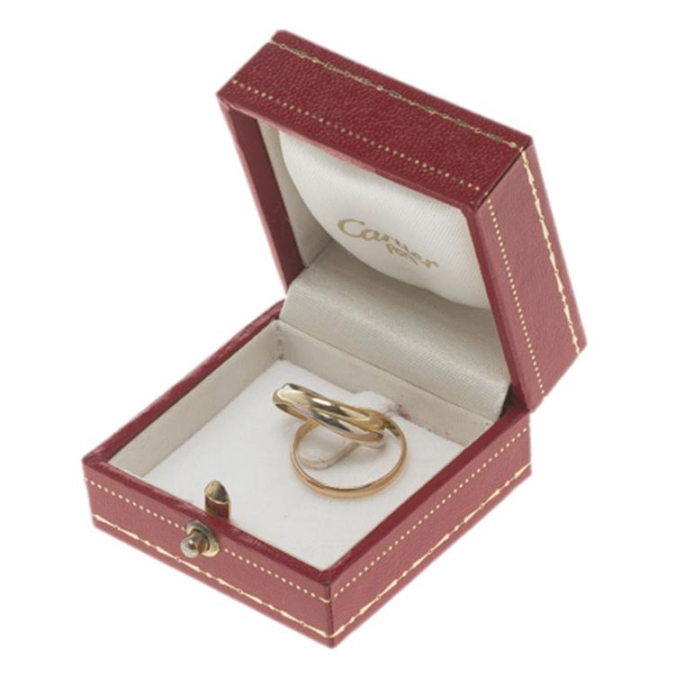 Pre Owned Cartier Vintage Trinity De Cartier Three Tone 18k Gold Band Ring Size 46