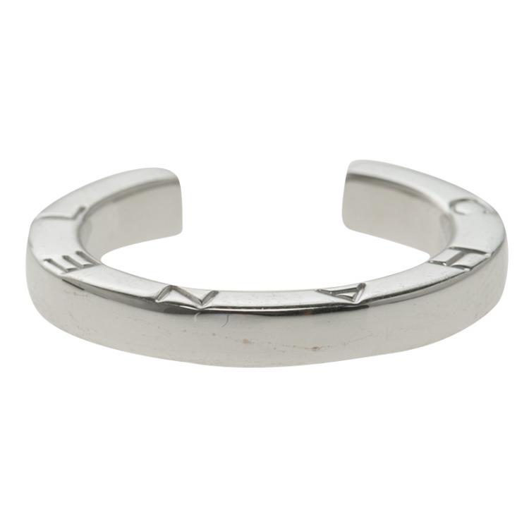 Pre Owned Chanel 18k White Gold Open Style Ring Size 50.5