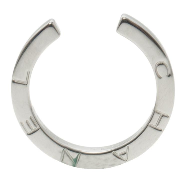 Pre Owned Chanel 18k White Gold Open Style Ring Size 50.5