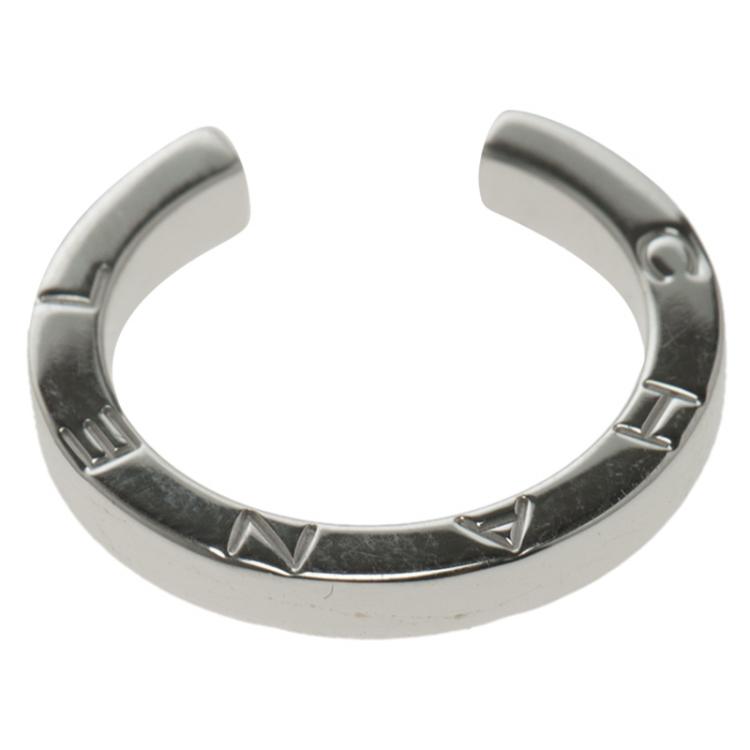 Pre Owned Chanel 18k White Gold Open Style Ring Size 50.5