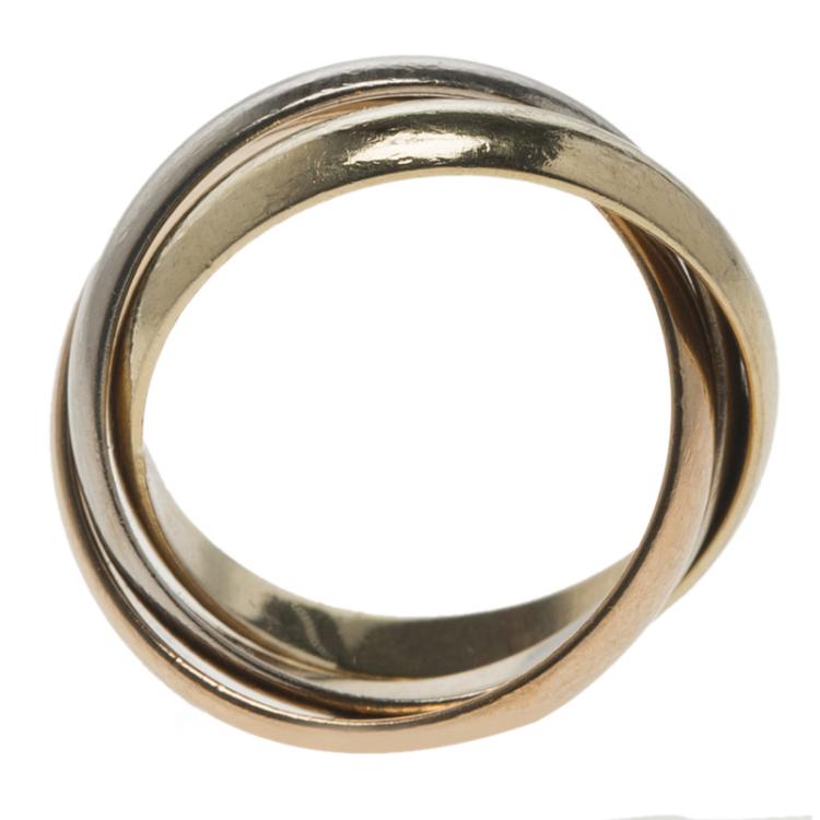 Pre Owned Cartier Trinity De Cartier Three Tone 18k Gold Band Ring Size 48