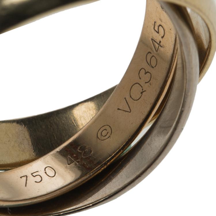 Pre Owned Cartier Trinity De Cartier Three Tone 18k Gold Band Ring Size 48