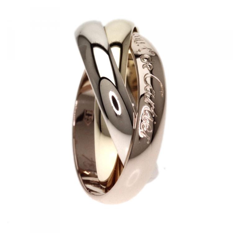 Pre Owned Cartier Trinity de Cartier 18K 3-Tone Gold Band Ring Size 49