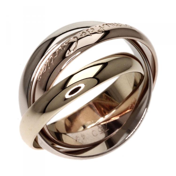 Pre Owned Cartier Trinity de Cartier 18K 3-Tone Gold Band Ring Size 49