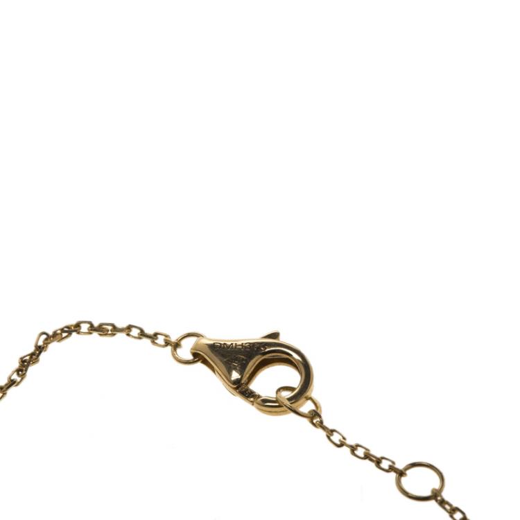 Pre Owned Cartier Amulette De Cartier Mother of Pearl Diamond 18k Yellow Gold Bracelet
