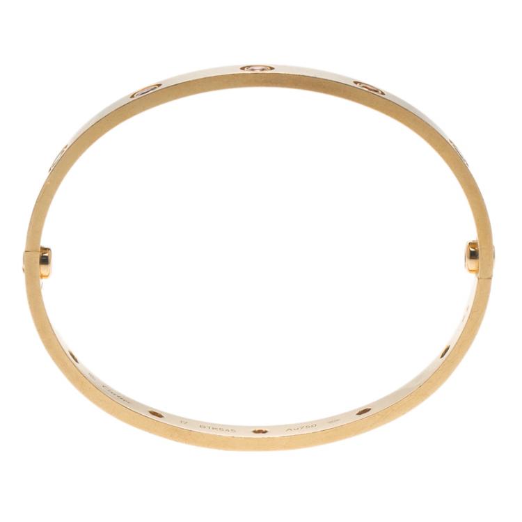Pre Owned Cartier Love Coloured Gemstones 18K Rose Gold Bracelet 17cm