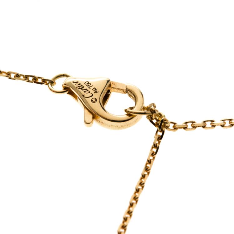 Pre Owned Cartier Amulette De Cartier White Mother Of Pearl 18k Yellow Gold Pendant Necklace