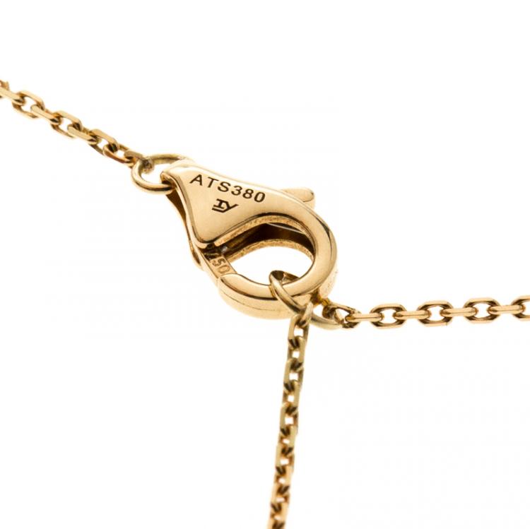 Pre Owned Cartier Amulette De Cartier White Mother Of Pearl 18k Yellow Gold Pendant Necklace