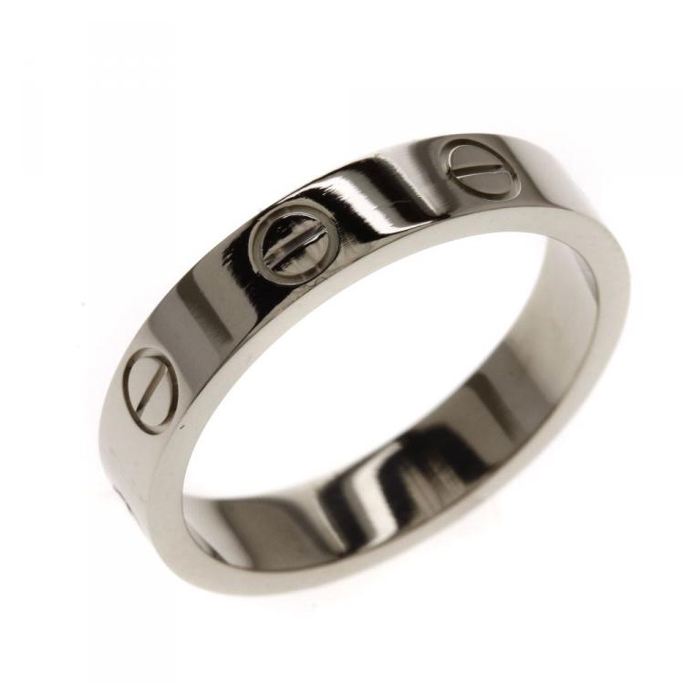 Pre Owned Cartier Love White Gold Wedding Band Ring Size 50