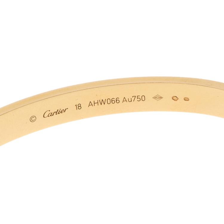 Pre Owned Cartier Love 18k Yellow Gold Bracelet 18cm