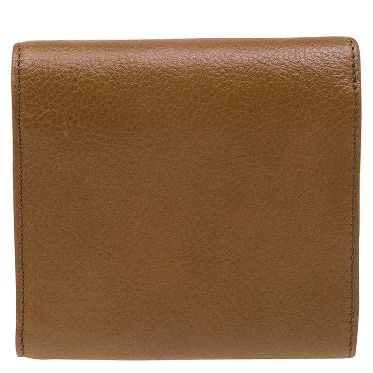 Pre Owned Cartier Tan Leather Marcello Tri-fold Wallet
