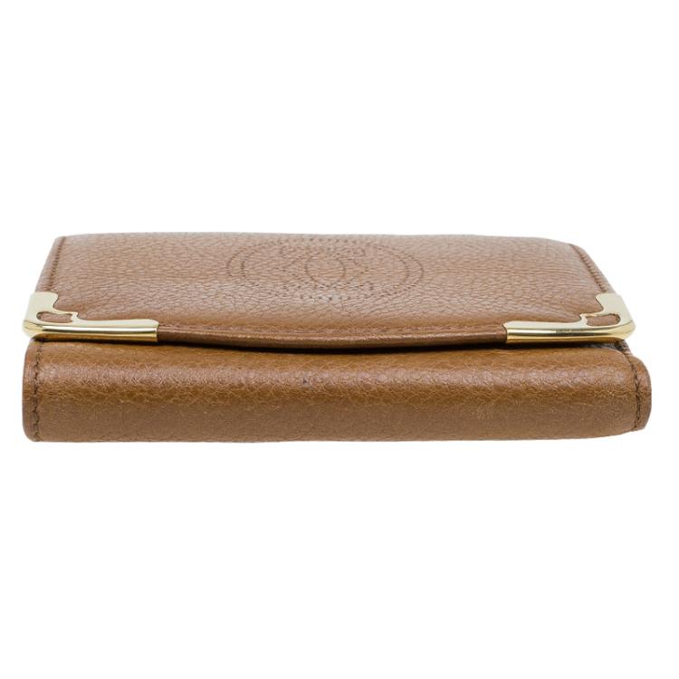 Pre Owned Cartier Tan Leather Marcello Tri-fold Wallet