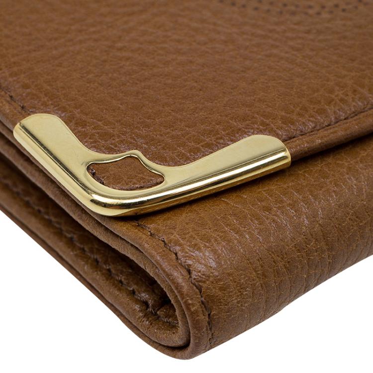 Pre Owned Cartier Tan Leather Marcello Tri-fold Wallet