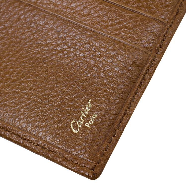 Pre Owned Cartier Tan Leather Marcello Tri-fold Wallet