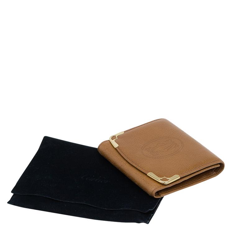 Pre Owned Cartier Tan Leather Marcello Tri-fold Wallet