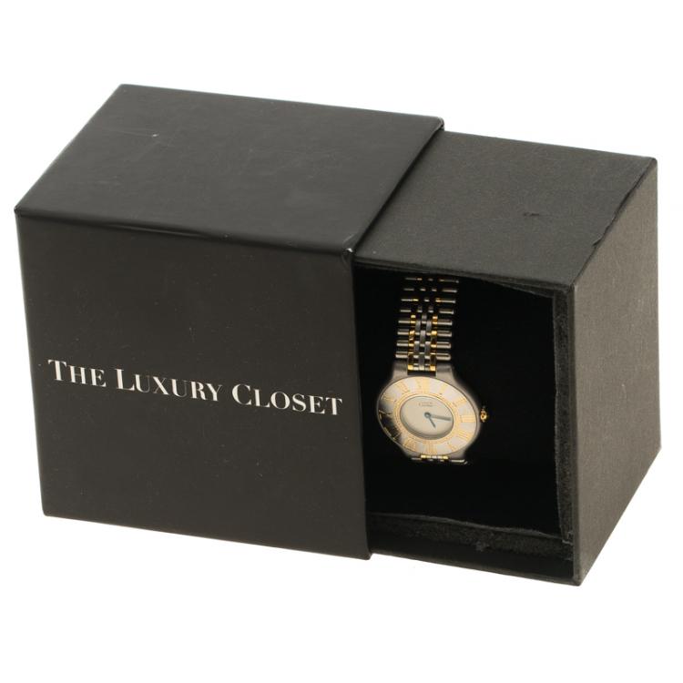 Pre Owned Cartier Grey Two Tone Stainless Steel Must 21 De Cartier Women's Wristwatch 31 mm