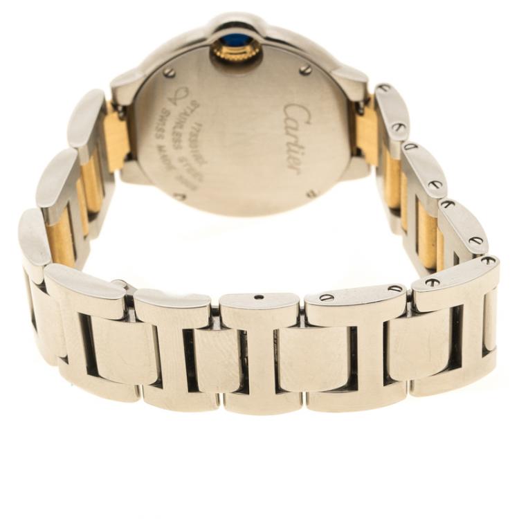 Pre Owned Cartier Grey Yellow Gold and Stainless Steel Ballon Bleu De Cartier Women's Wristwatch 28 mm