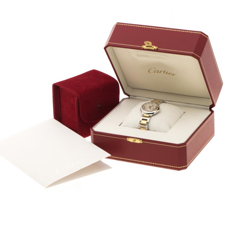 Pre Owned Cartier Grey Yellow Gold and Stainless Steel Ballon Bleu De Cartier Women's Wristwatch 28 mm