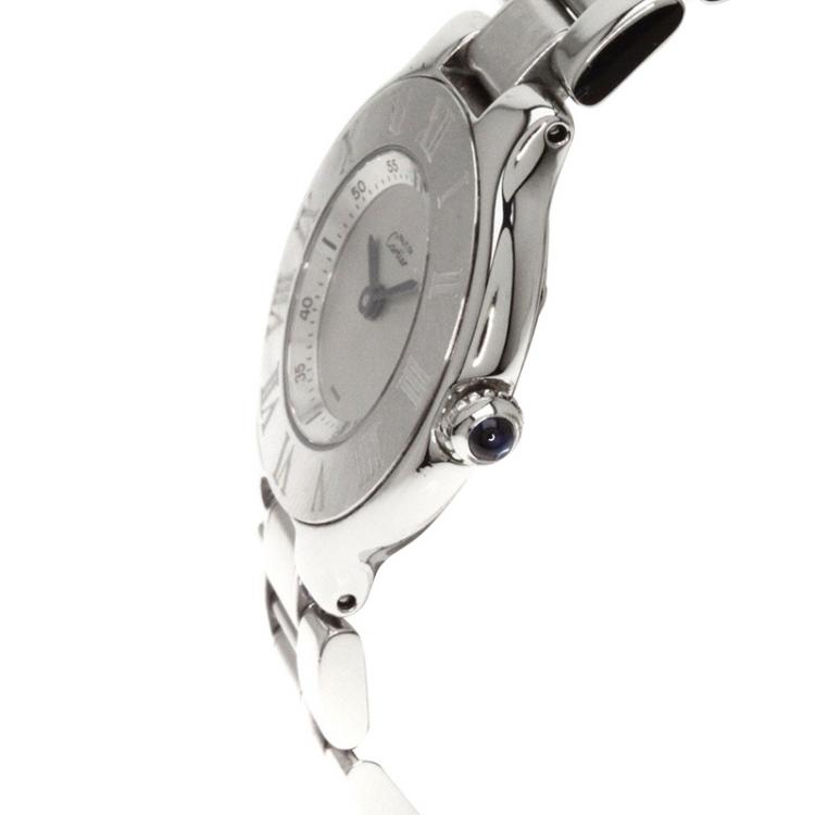 مملوكة مسبقًا Cartier Silver Stainless Steel Must 21 Women's Wristwatch 28MM 
