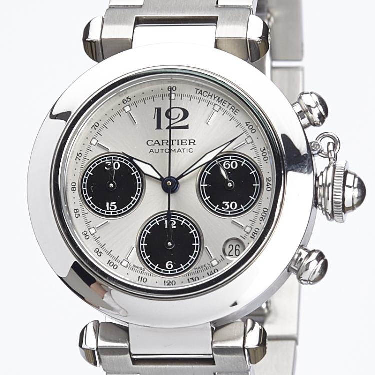 Pre Owned Cartier Silver Stainless Steel Pasha C Women's Wristwatch 36MM