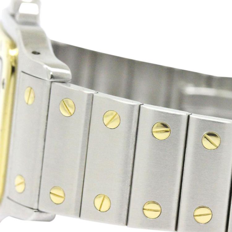 Pre Owned Cartier Cream 18K Yellow Gold and Stainless Steel Santos Galbee Women's Wristwatch 29MM