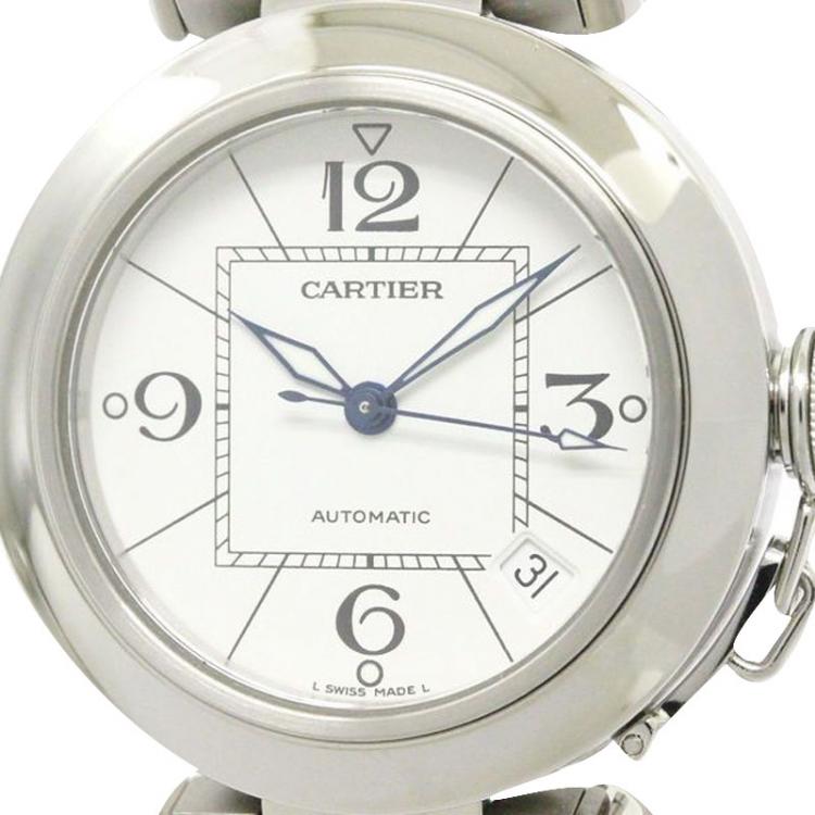 Pre Owned Cartier White Stainless Steel Pasha C Women's Wristwatch 35MM