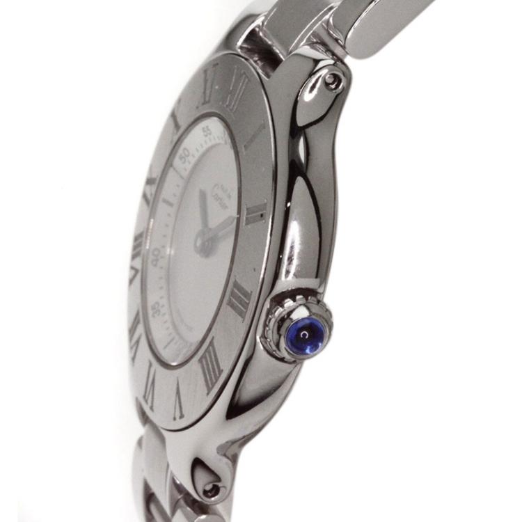 Pre Owned Cartier Silver Stainless Steel Must 21 Women's Wristwatch 27MM