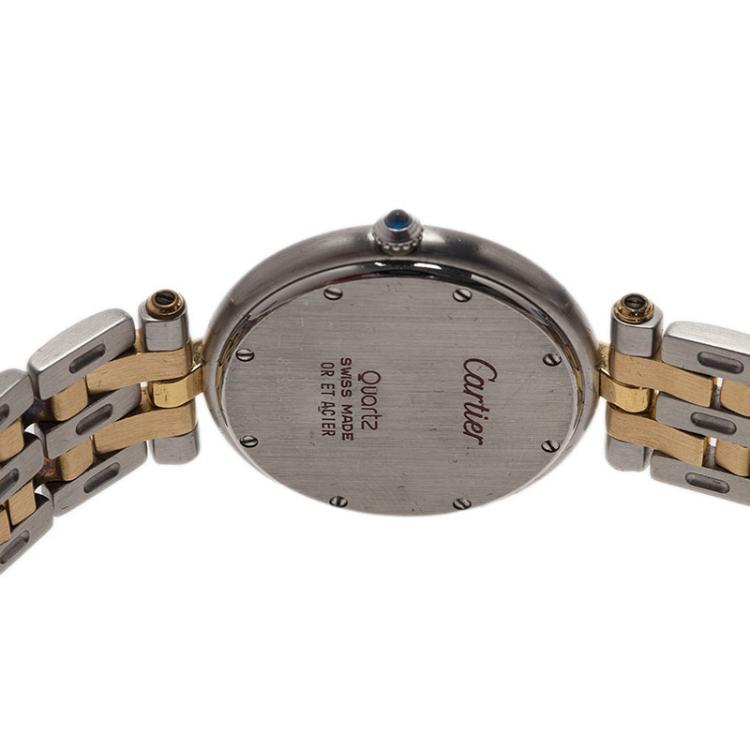 Pre Owned Cartier Ivory Stainless Steel and Yellow Gold Panthere Women's Wristwatch 30MM