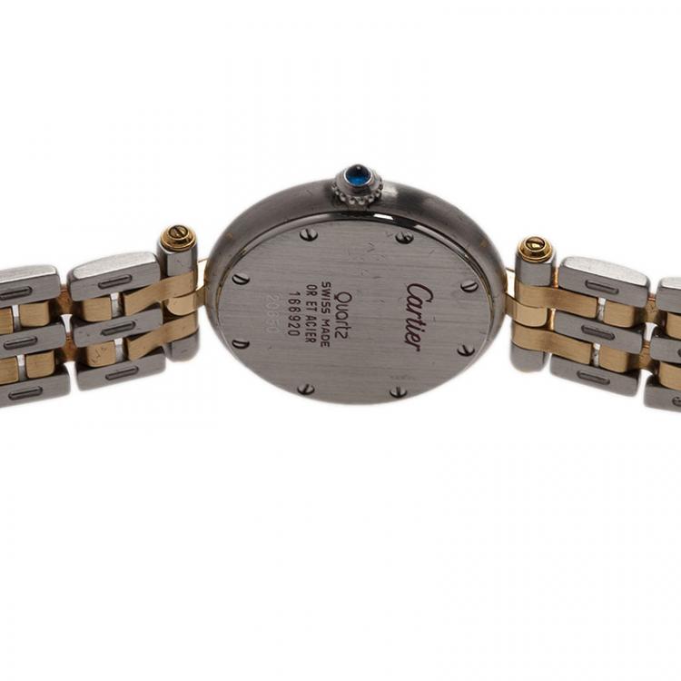 مملوكة مسبقًا Cartier White Stainless Steel and Yellow Gold Mini Panthere Women's Wristwatch 24MM