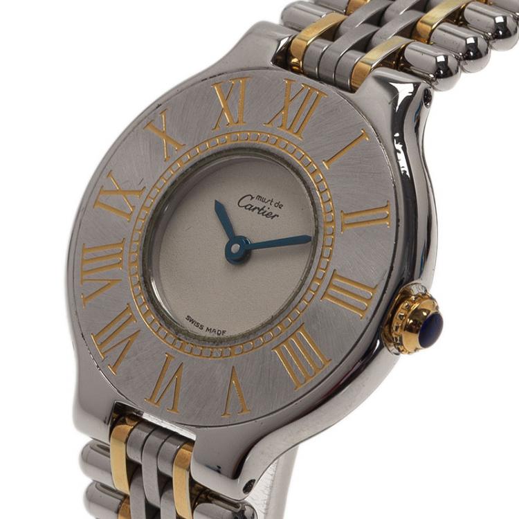Pre Owned Cartier Grey Stainless Steel Must 21 Women's Wristwatch 28MM