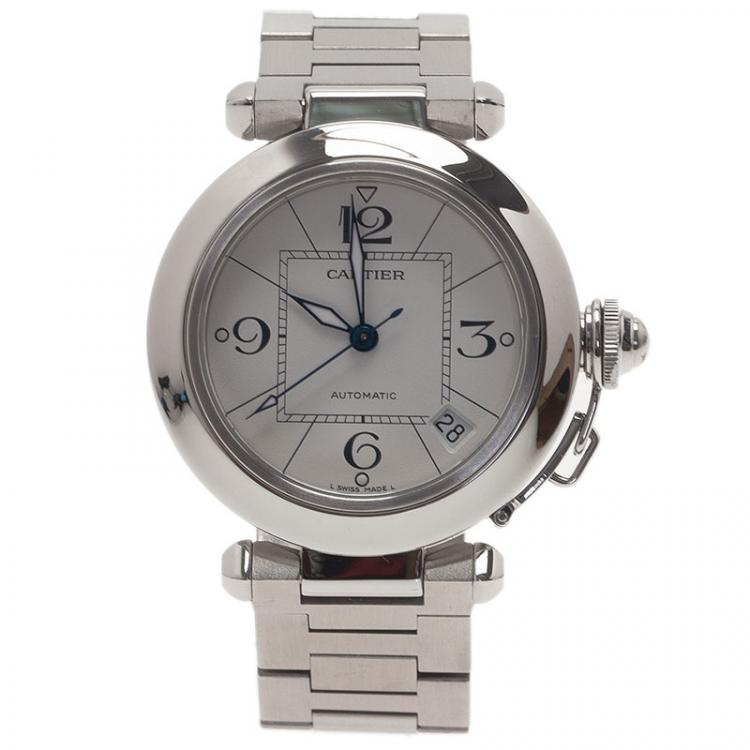 Pre Owned Cartier White Stainless Steel Pacha C Women's Wristwatch 35MM