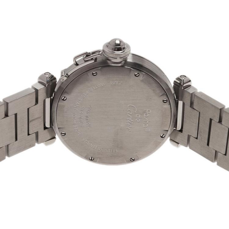 Pre Owned Cartier Salmon Pink Stainless Steel Pasha C Women's Wristwatch 35MM