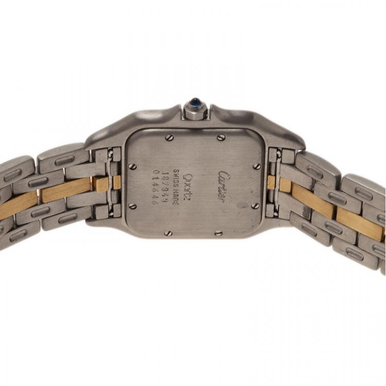 مملوكة مسبقًا Cartier Ivory Stainless Steel and Gold Panthere Women's Wristwatch 27MM