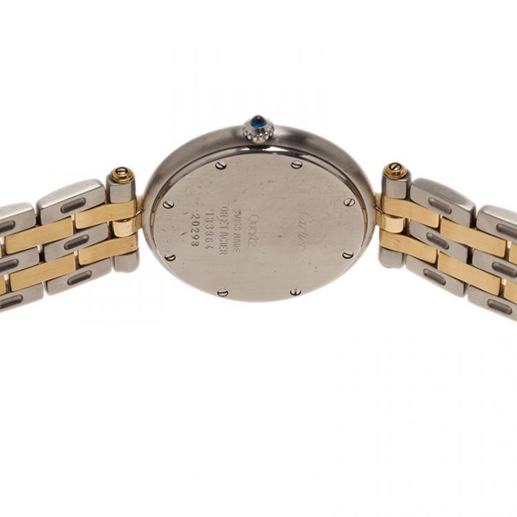 Pre Owned Cartier Ivory Stainless Steel and Yellow Gold Panthere Women's Wristwatch 30MM